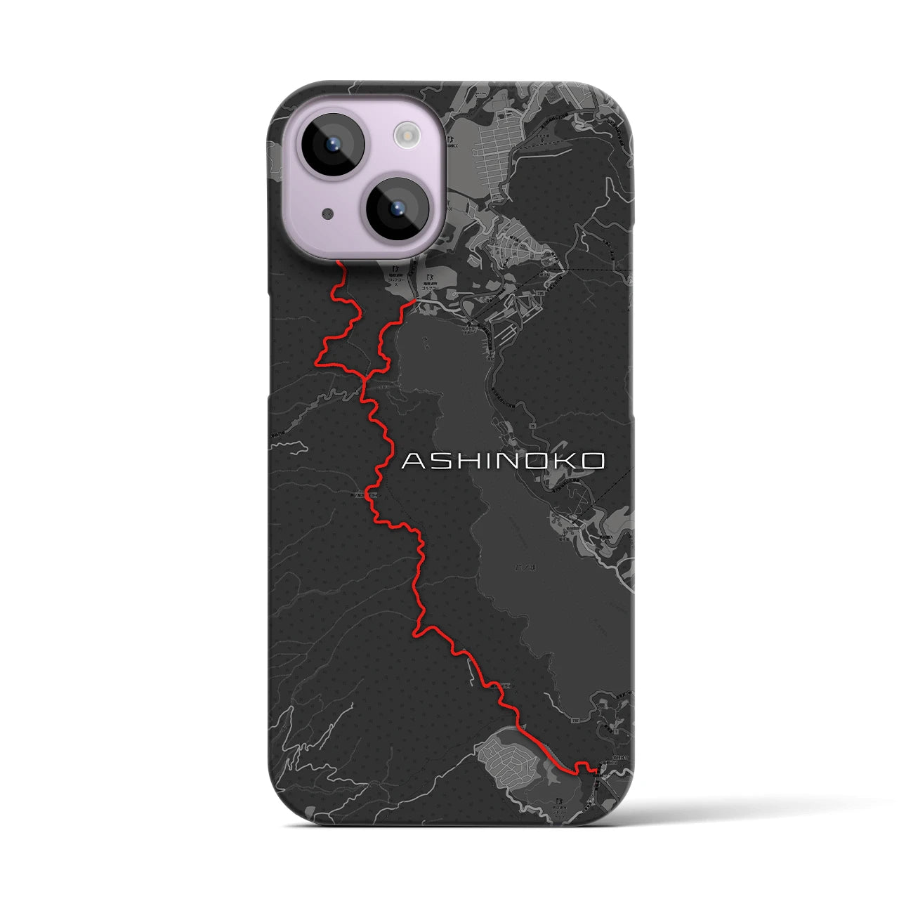 Recipro × Crossfield【芦ノ湖】地図柄iPhoneケース（バックカバータイプ・チャコール）iPhone 14 用
