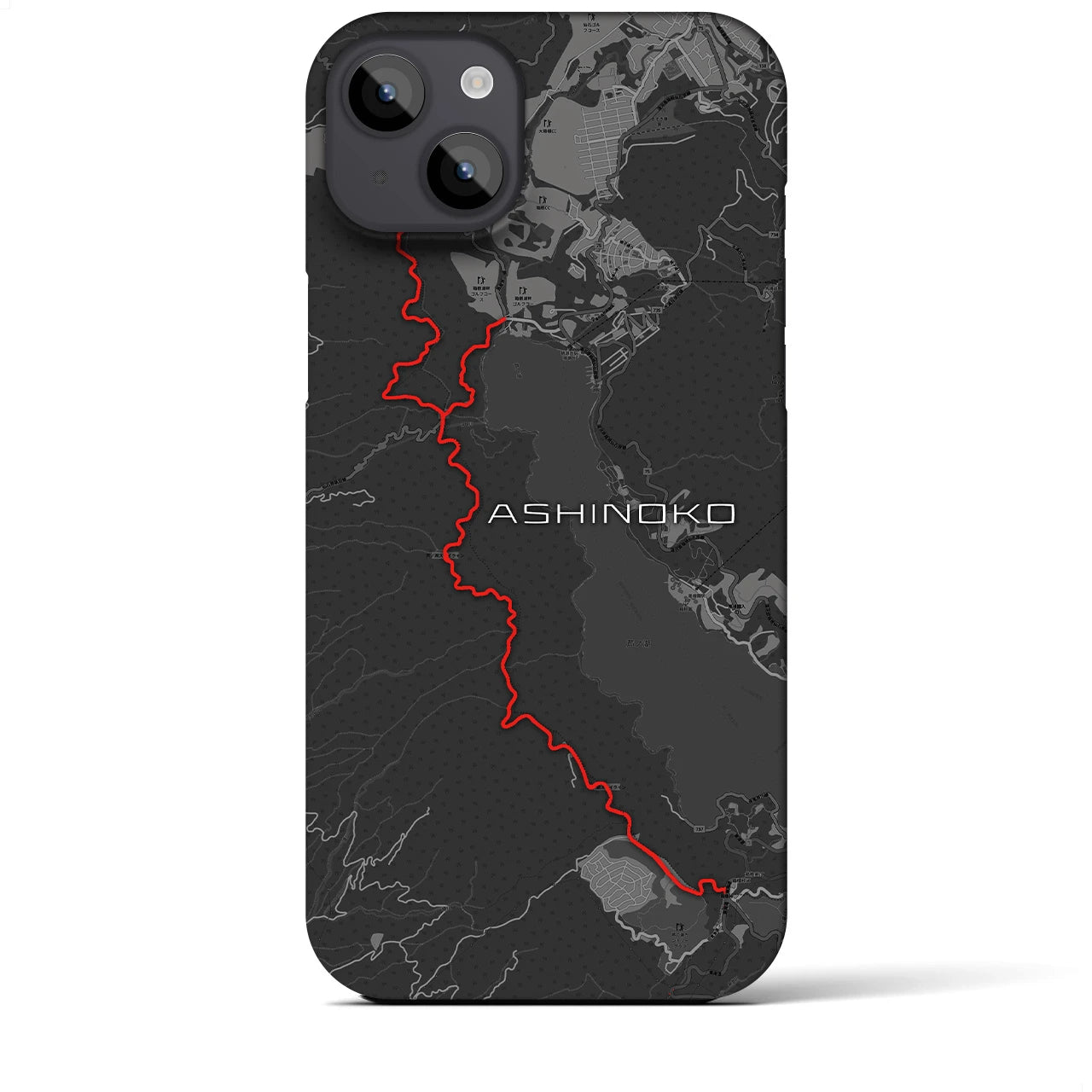 Recipro × Crossfield【芦ノ湖】地図柄iPhoneケース（バックカバータイプ・チャコール）iPhone 14 Plus 用
