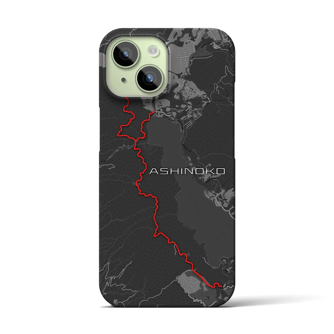 Recipro × Crossfield【芦ノ湖】地図柄iPhoneケース（バックカバータイプ・チャコール）iPhone 15 用
