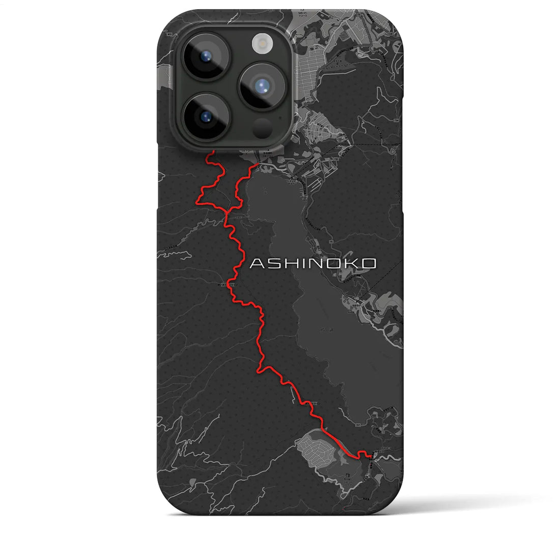 Recipro × Crossfield【芦ノ湖】地図柄iPhoneケース（バックカバータイプ・チャコール）iPhone 15 Pro Max 用