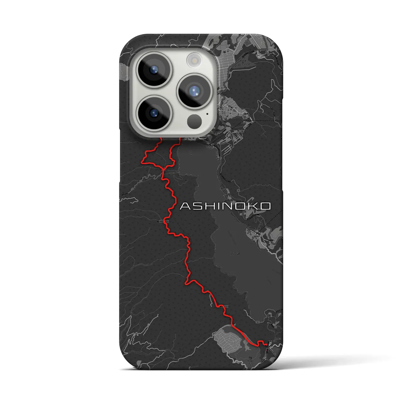 Recipro × Crossfield【芦ノ湖】地図柄iPhoneケース（バックカバータイプ・チャコール）iPhone 15 Pro 用