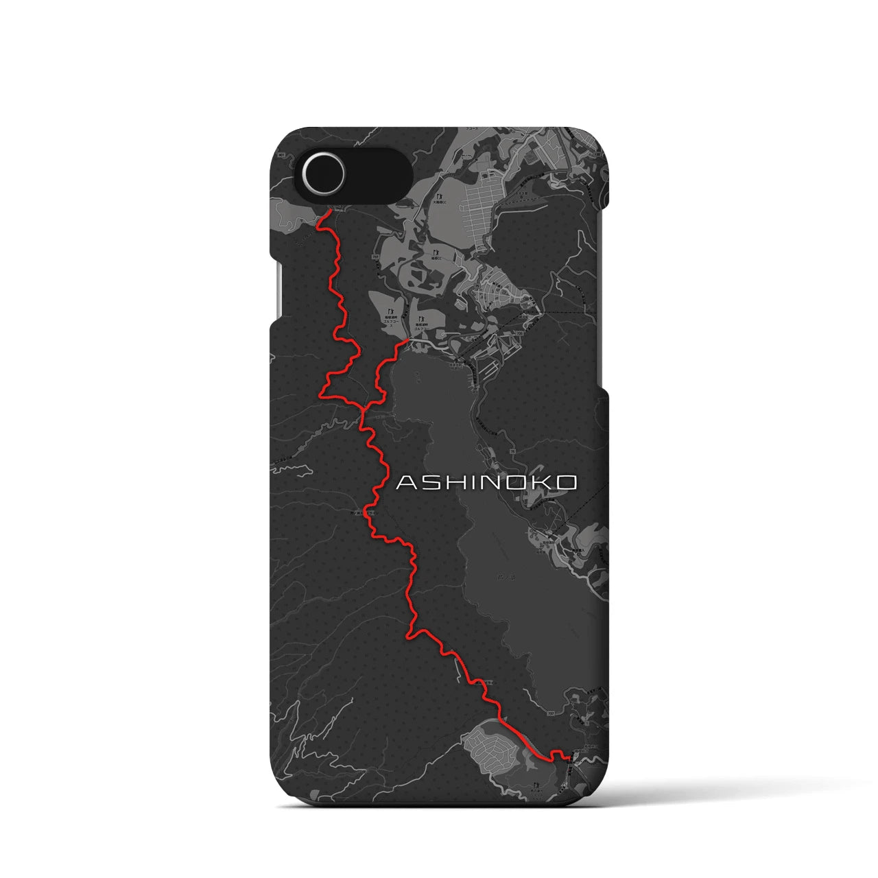Recipro × Crossfield【芦ノ湖】地図柄iPhoneケース（バックカバータイプ・チャコール）iPhone SE（第3 / 第2世代） / 8 / 7 / 6s / 6 用
