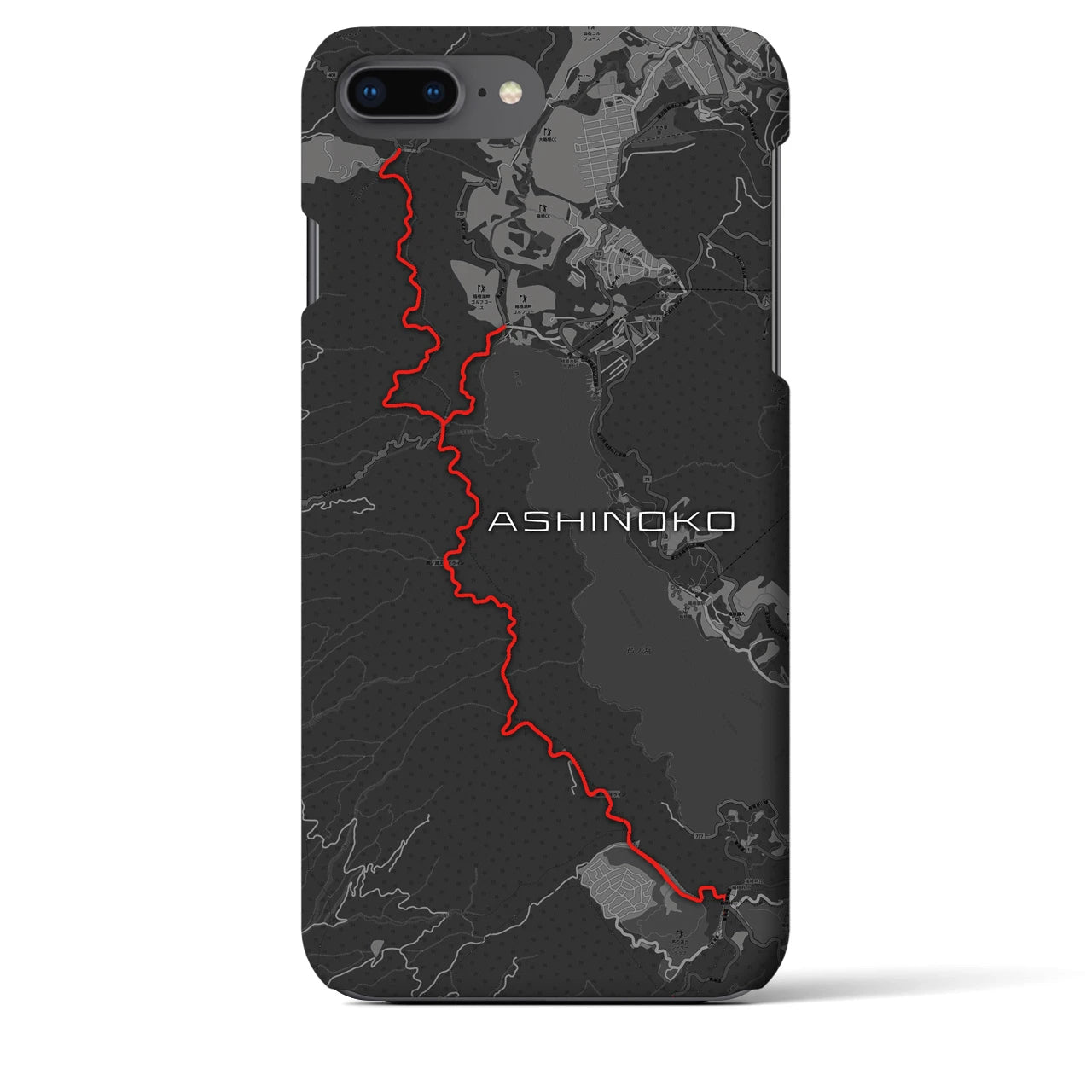 Recipro × Crossfield【芦ノ湖】地図柄iPhoneケース（バックカバータイプ・チャコール）iPhone 8Plus /7Plus / 6sPlus / 6Plus 用