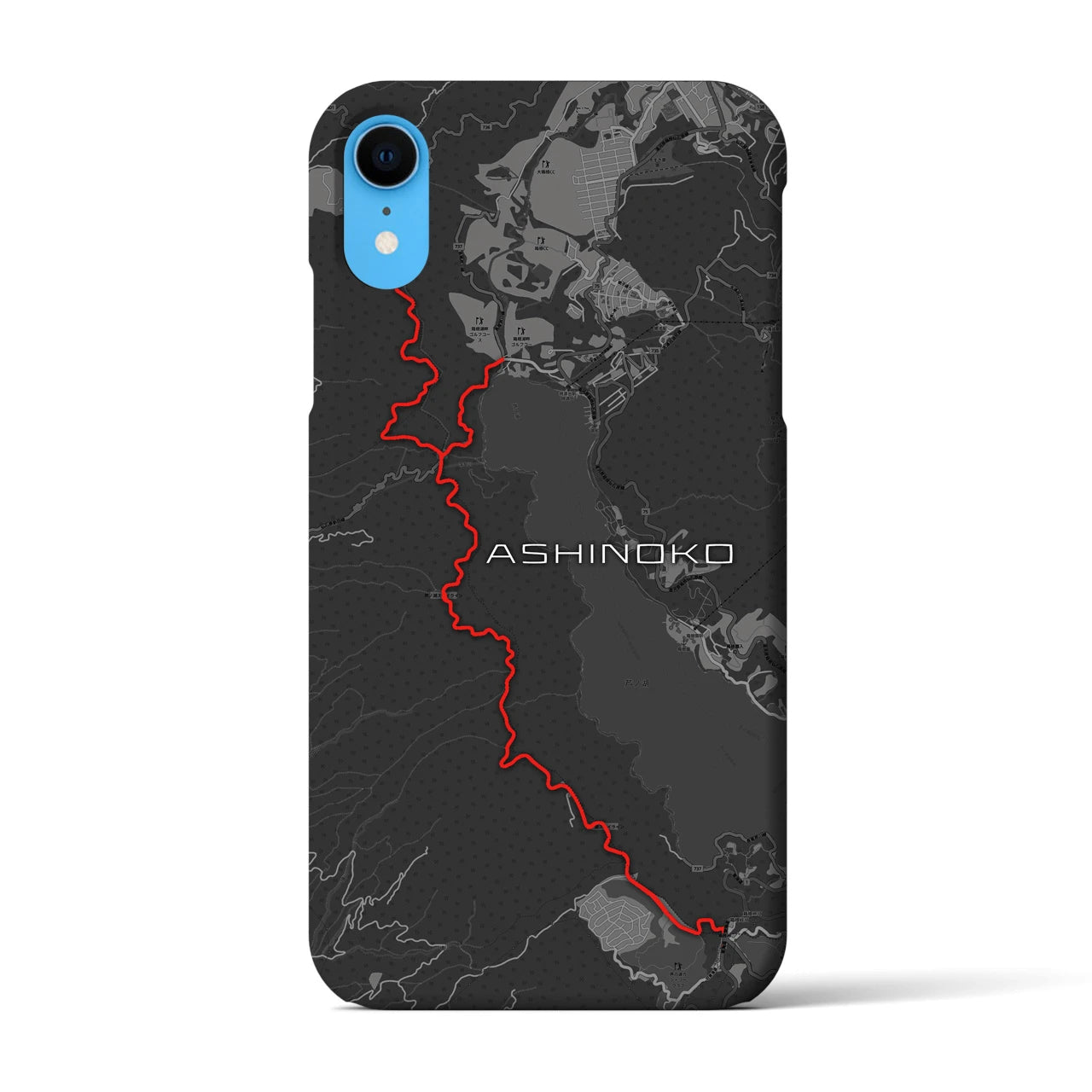 Recipro × Crossfield【芦ノ湖】地図柄iPhoneケース（バックカバータイプ・チャコール）iPhone XR 用