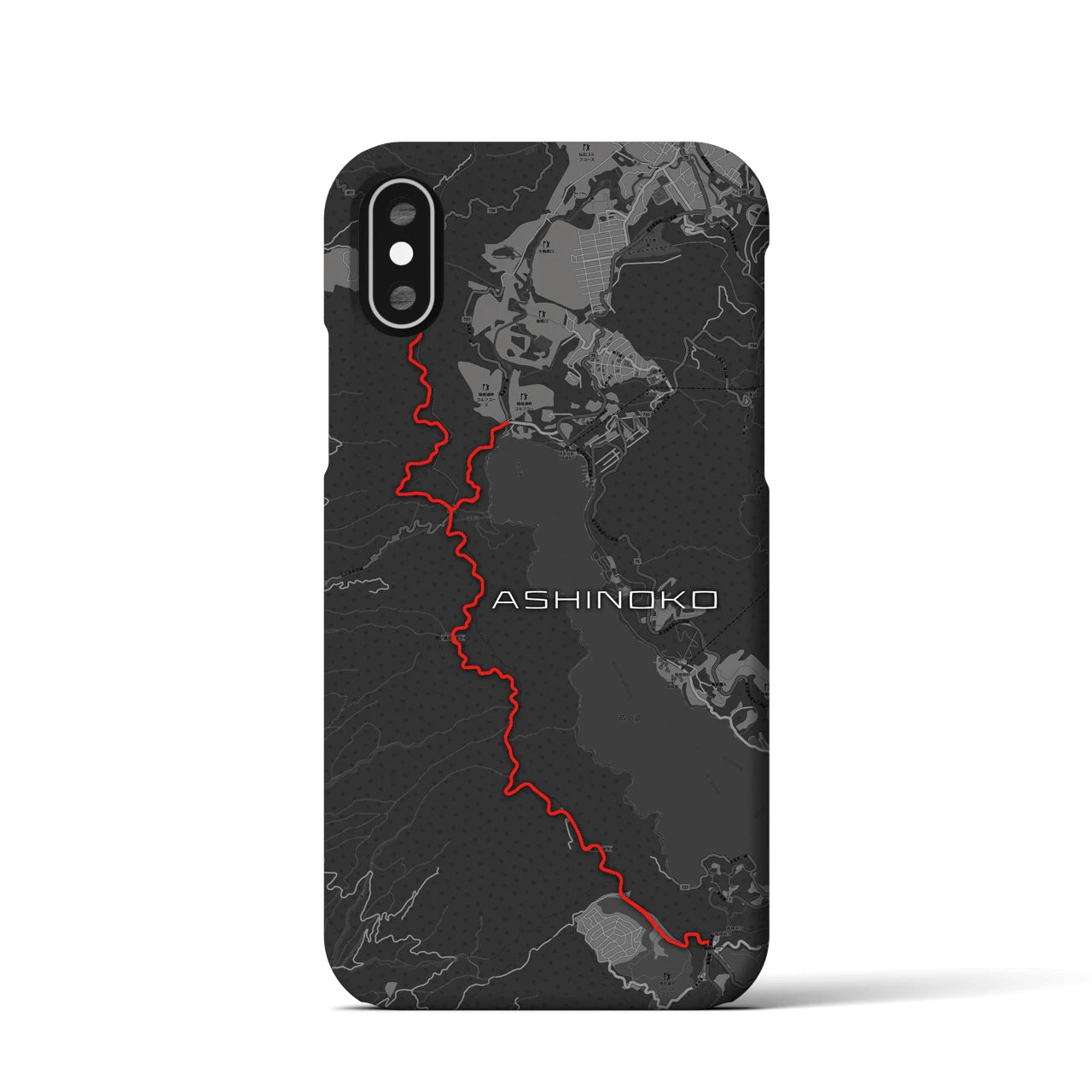 Recipro × Crossfield【芦ノ湖】地図柄iPhoneケース（バックカバータイプ・チャコール）iPhone XS / X 用