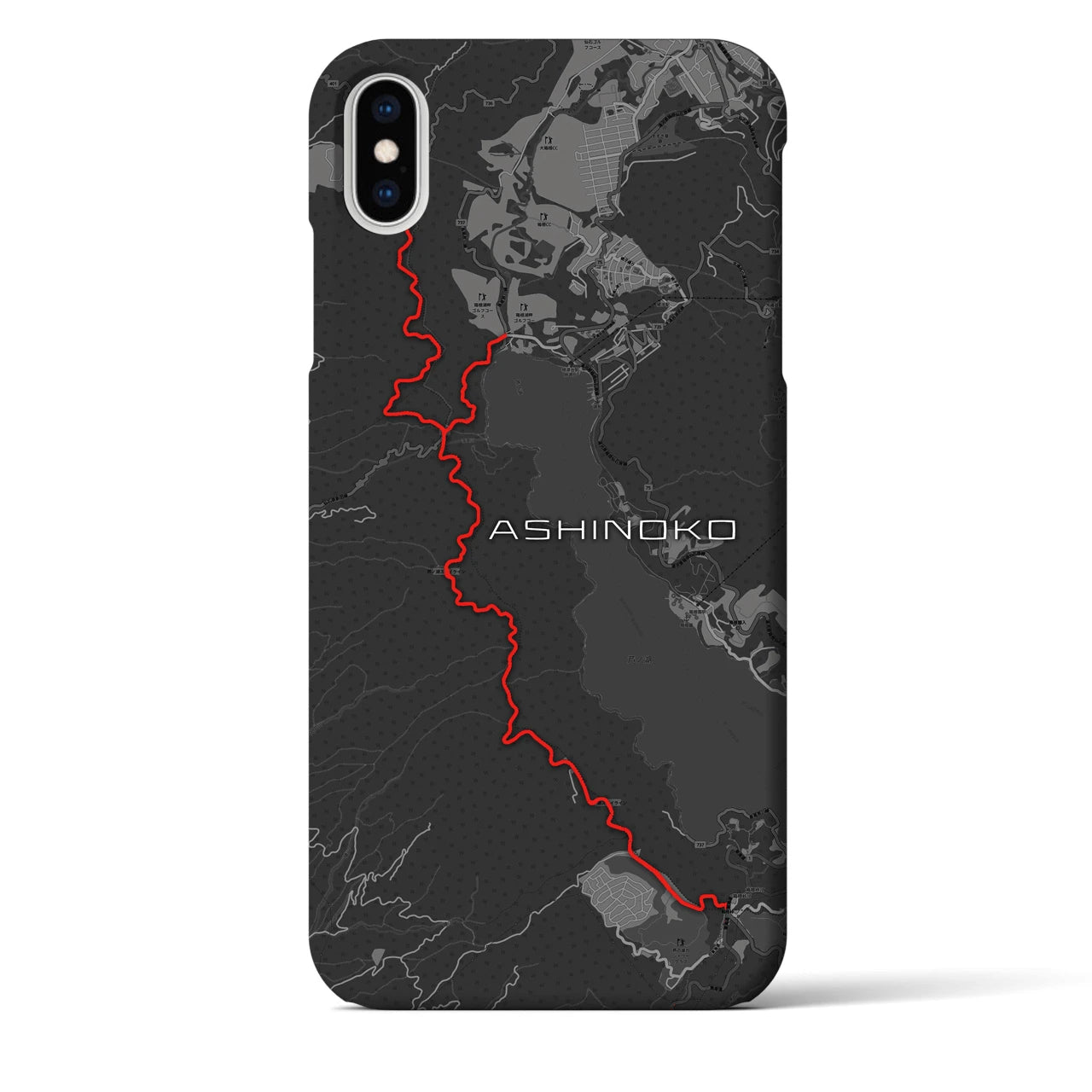 Recipro × Crossfield【芦ノ湖】地図柄iPhoneケース（バックカバータイプ・チャコール）iPhone XS Max 用