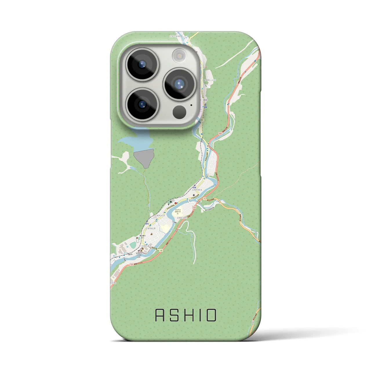 【足尾】地図柄iPhoneケース（バックカバータイプ・ナチュラル）iPhone 15 Pro 用