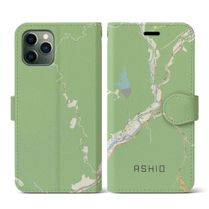 【足尾（栃木県）】地図柄iPhoneケース（手帳タイプ）ナチュラル・iPhone 11 Pro 用