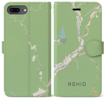 【足尾（栃木県）】地図柄iPhoneケース（手帳タイプ）ナチュラル・iPhone 8Plus /7Plus / 6sPlus / 6Plus 用