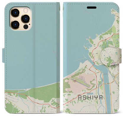 【芦屋（福岡県）】地図柄iPhoneケース（手帳タイプ）ナチュラル・iPhone 12 Pro Max 用