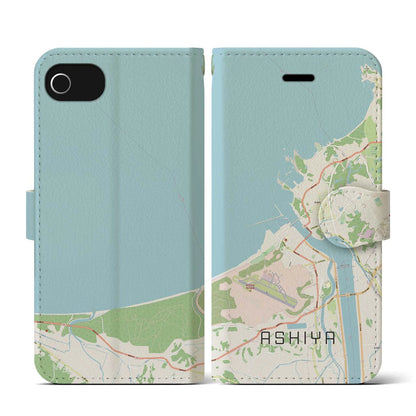 【芦屋（福岡県）】地図柄iPhoneケース（手帳タイプ）ナチュラル・iPhone SE（第3 / 第2世代） / 8 / 7 / 6s / 6 用