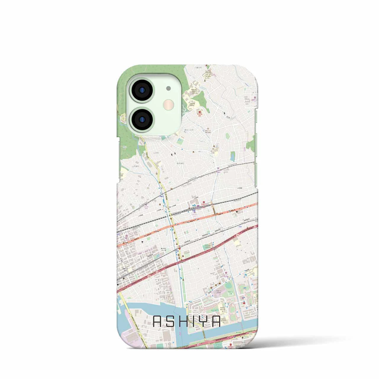 【芦屋】地図柄iPhoneケース（バックカバータイプ・ナチュラル）iPhone 12 mini 用