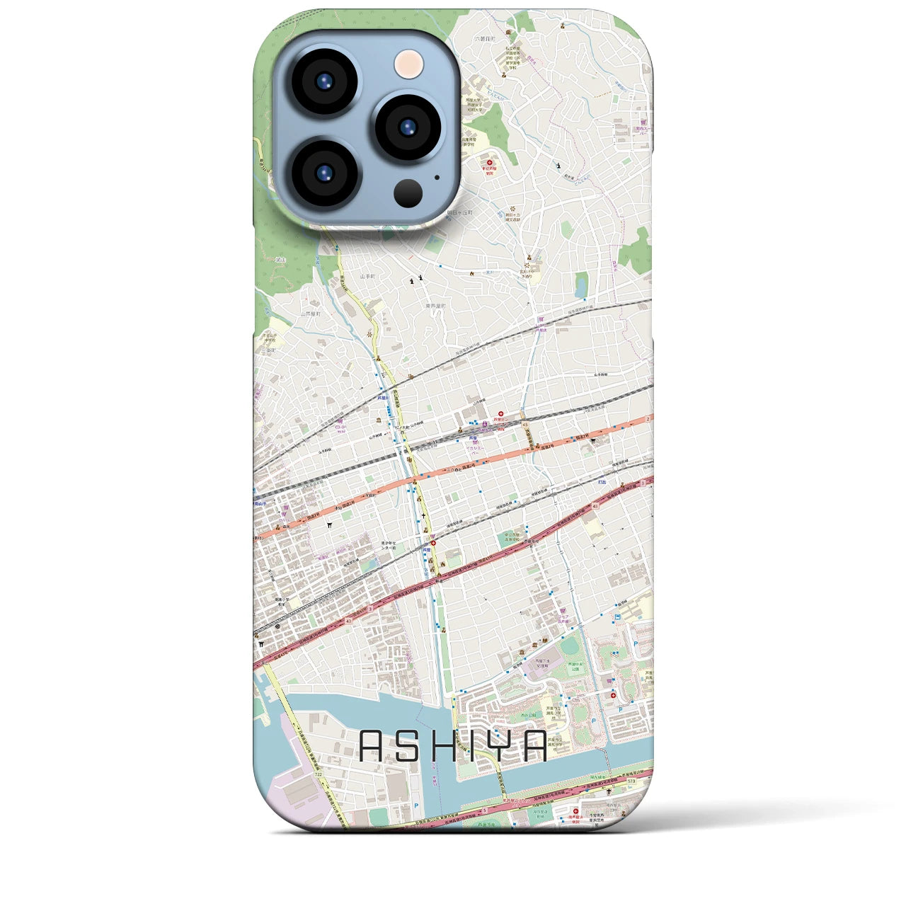 【芦屋】地図柄iPhoneケース（バックカバータイプ・ナチュラル）iPhone 13 Pro Max 用
