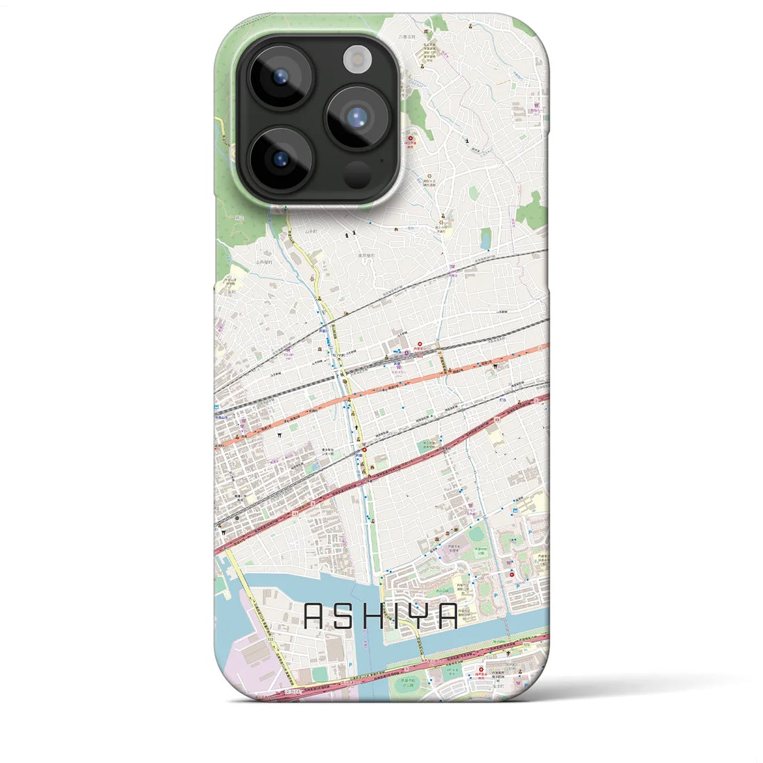 【芦屋】地図柄iPhoneケース（バックカバータイプ・ナチュラル）iPhone 15 Pro Max 用