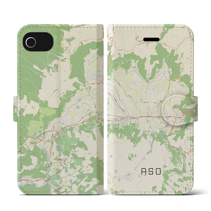 【阿蘇2（熊本県）】地図柄iPhoneケース（手帳タイプ）ナチュラル・iPhone SE（第3 / 第2世代） / 8 / 7 / 6s / 6 用