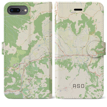 【阿蘇2（熊本県）】地図柄iPhoneケース（手帳タイプ）ナチュラル・iPhone 8Plus /7Plus / 6sPlus / 6Plus 用