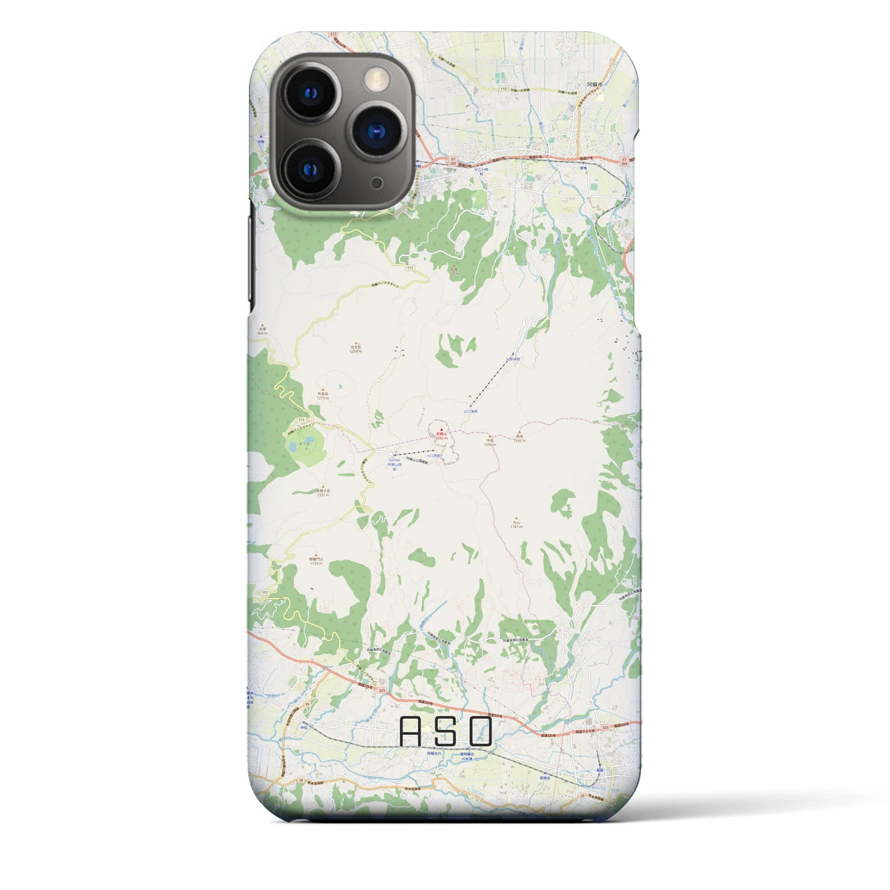 【阿蘇】地図柄iPhoneケース（バックカバータイプ・ナチュラル）iPhone 11 Pro Max 用