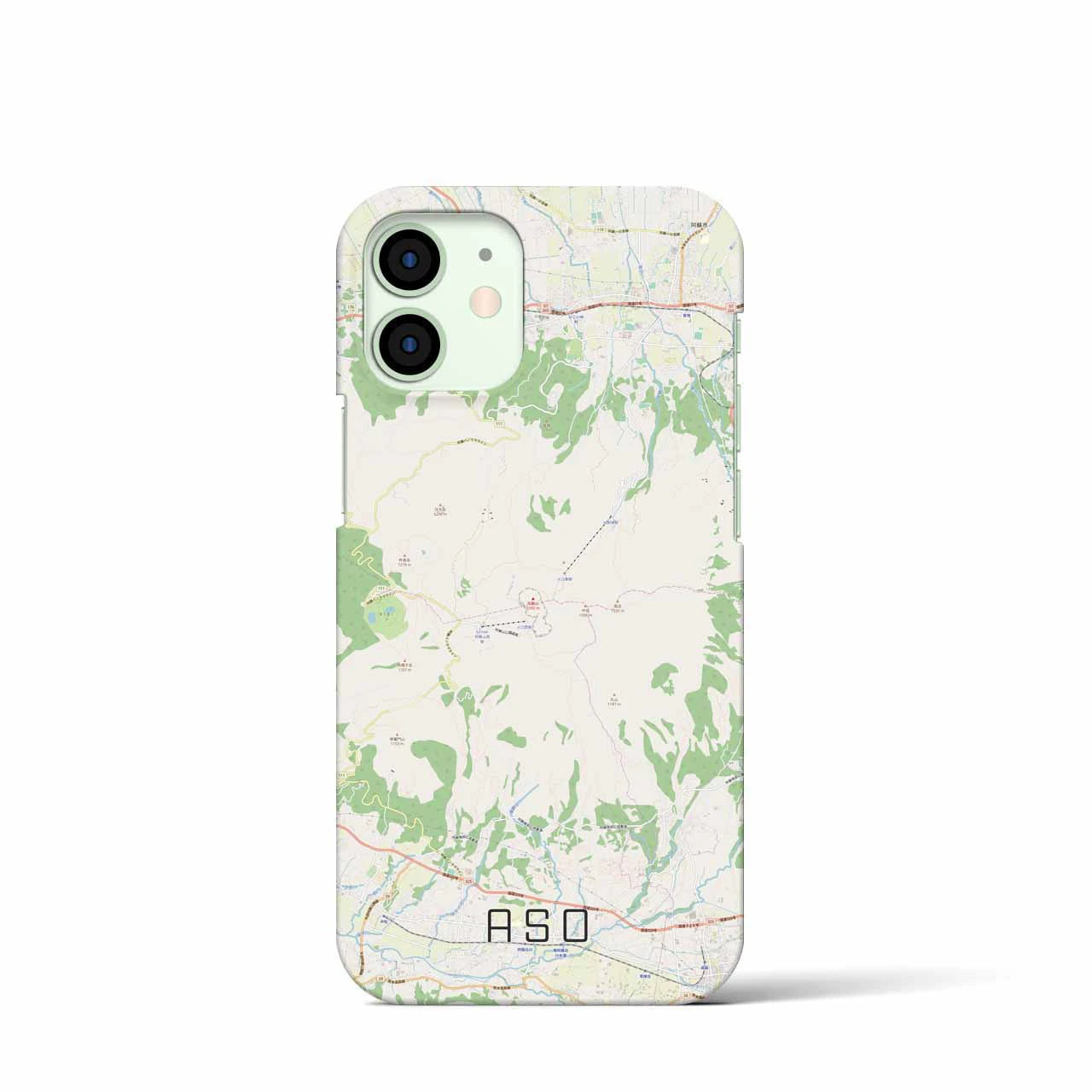 【阿蘇】地図柄iPhoneケース（バックカバータイプ・ナチュラル）iPhone 12 mini 用