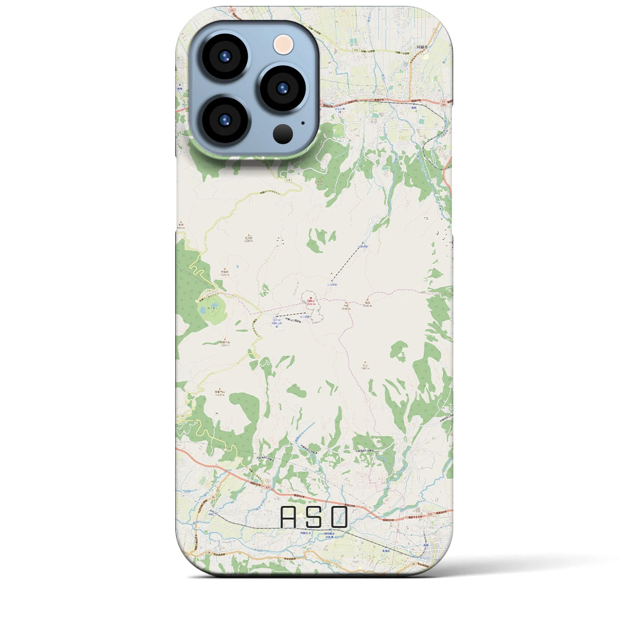 【阿蘇】地図柄iPhoneケース（バックカバータイプ・ナチュラル）iPhone 13 Pro Max 用