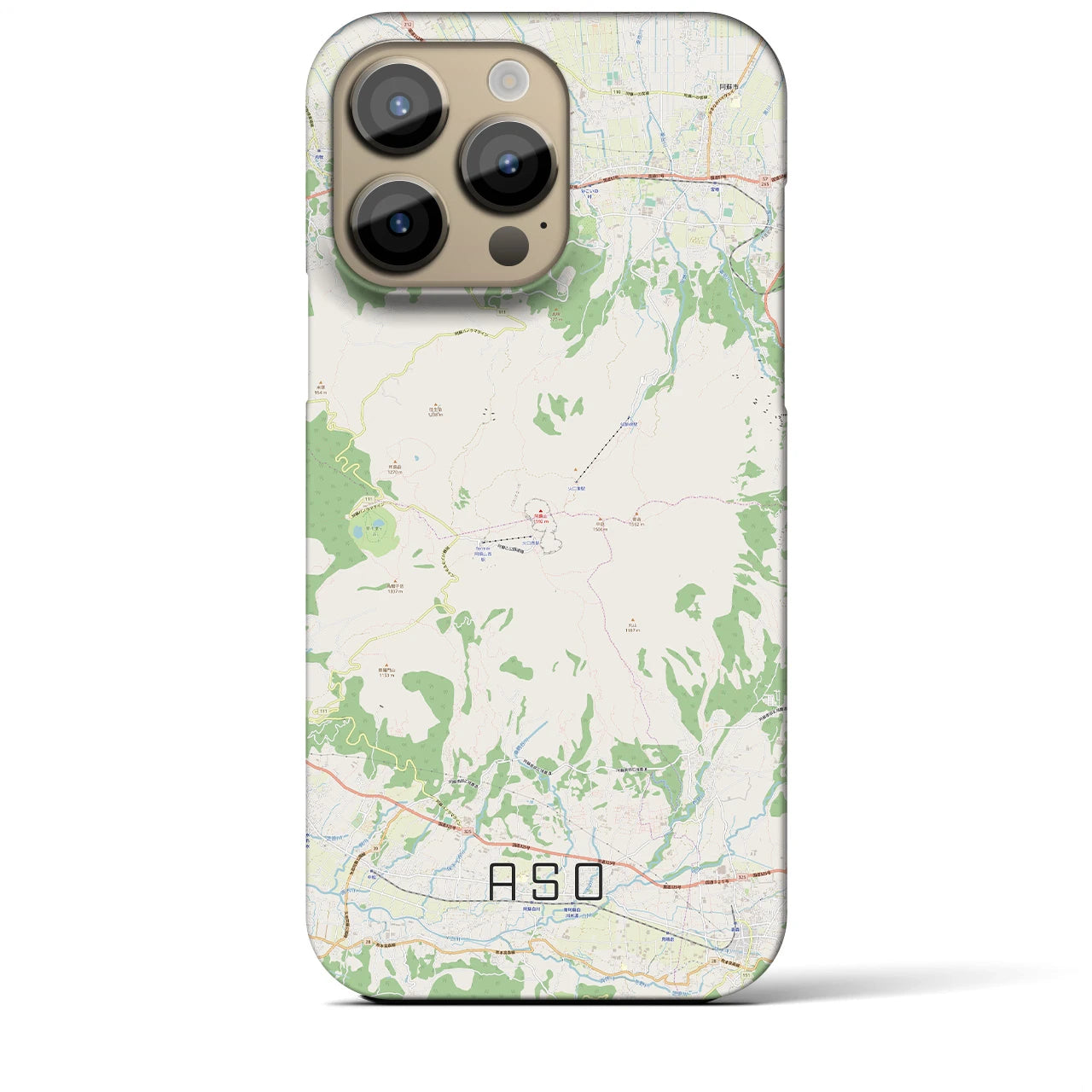 【阿蘇】地図柄iPhoneケース（バックカバータイプ・ナチュラル）iPhone 14 Pro Max 用