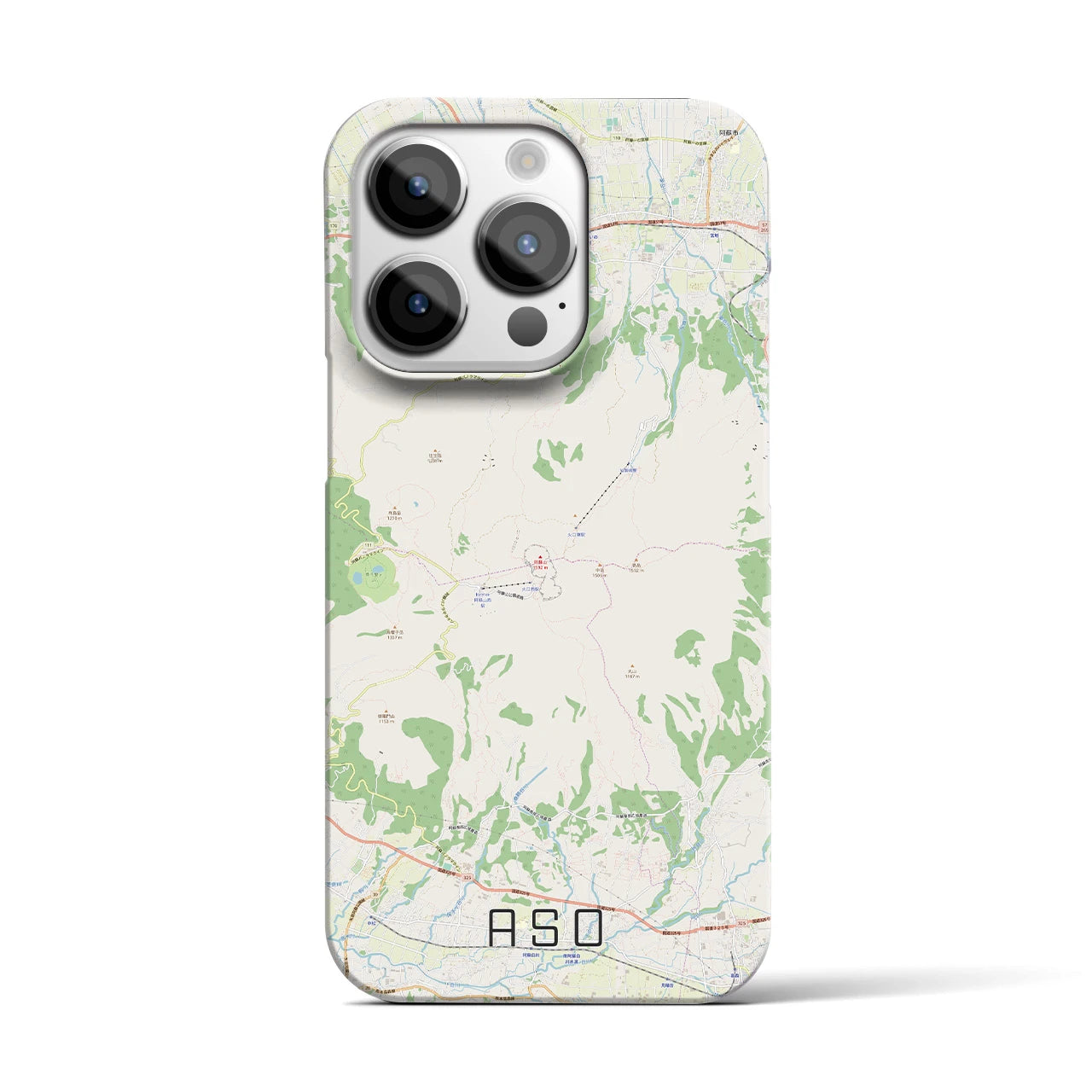 【阿蘇】地図柄iPhoneケース（バックカバータイプ・ナチュラル）iPhone 14 Pro 用