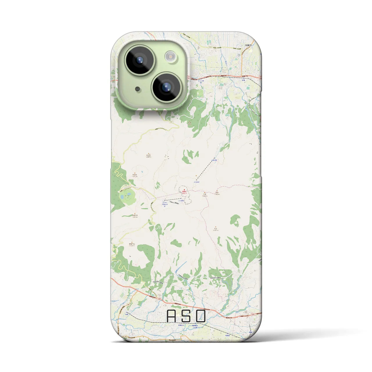 【阿蘇】地図柄iPhoneケース（バックカバータイプ・ナチュラル）iPhone 15 用