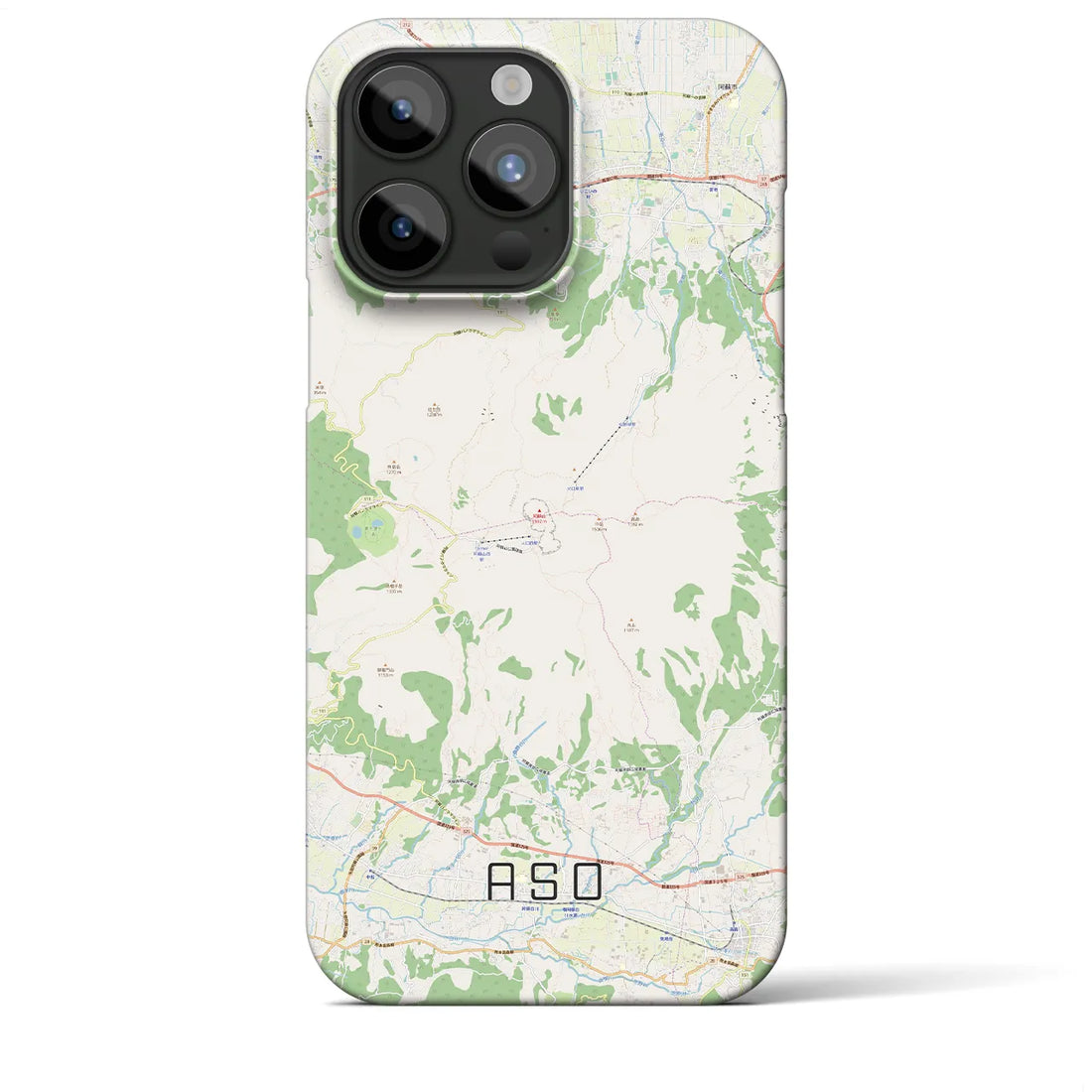【阿蘇】地図柄iPhoneケース（バックカバータイプ・ナチュラル）iPhone 15 Pro Max 用