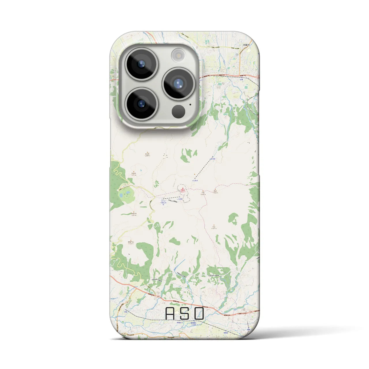 【阿蘇】地図柄iPhoneケース（バックカバータイプ・ナチュラル）iPhone 15 Pro 用