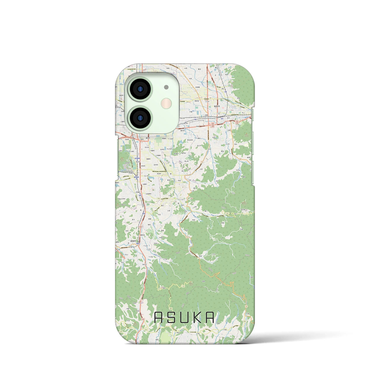 【明日香】地図柄iPhoneケース（バックカバータイプ・ナチュラル）iPhone 12 mini 用