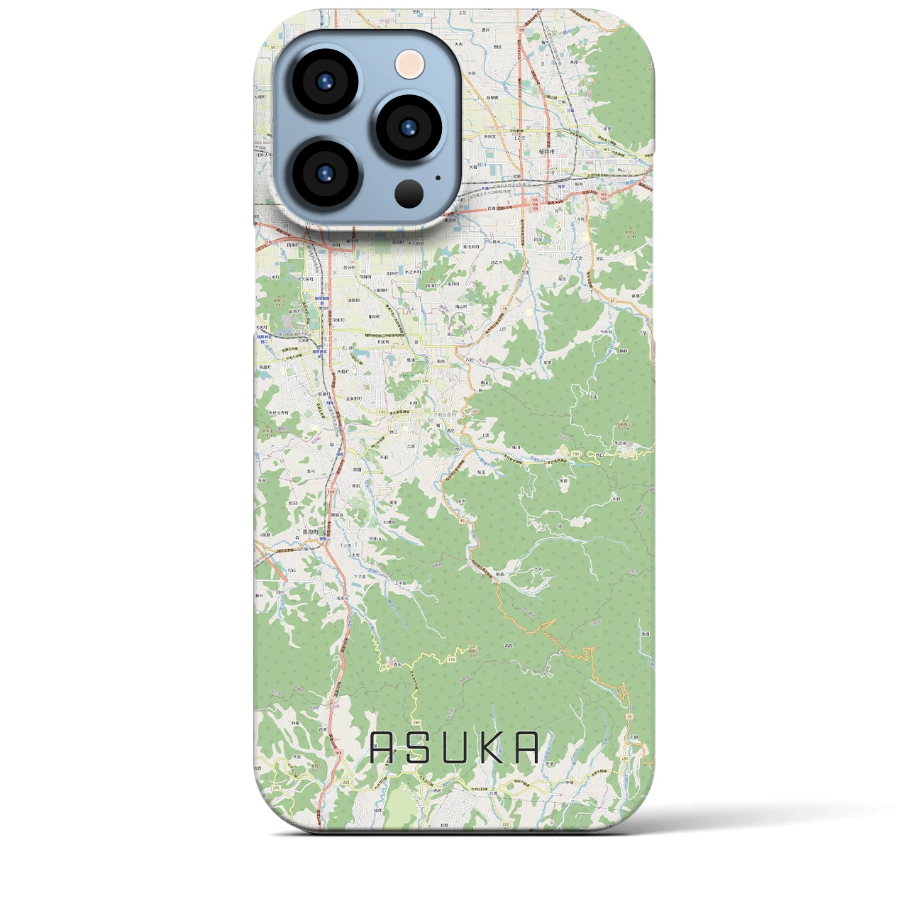 【明日香】地図柄iPhoneケース（バックカバータイプ・ナチュラル）iPhone 13 Pro Max 用