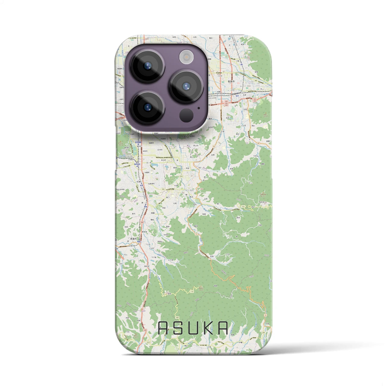 【明日香】地図柄iPhoneケース（バックカバータイプ・ナチュラル）iPhone 14 Pro 用