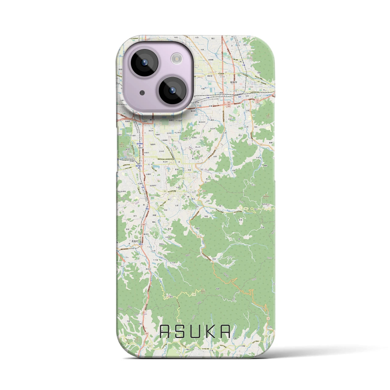 【明日香】地図柄iPhoneケース（バックカバータイプ・ナチュラル）iPhone 14 用