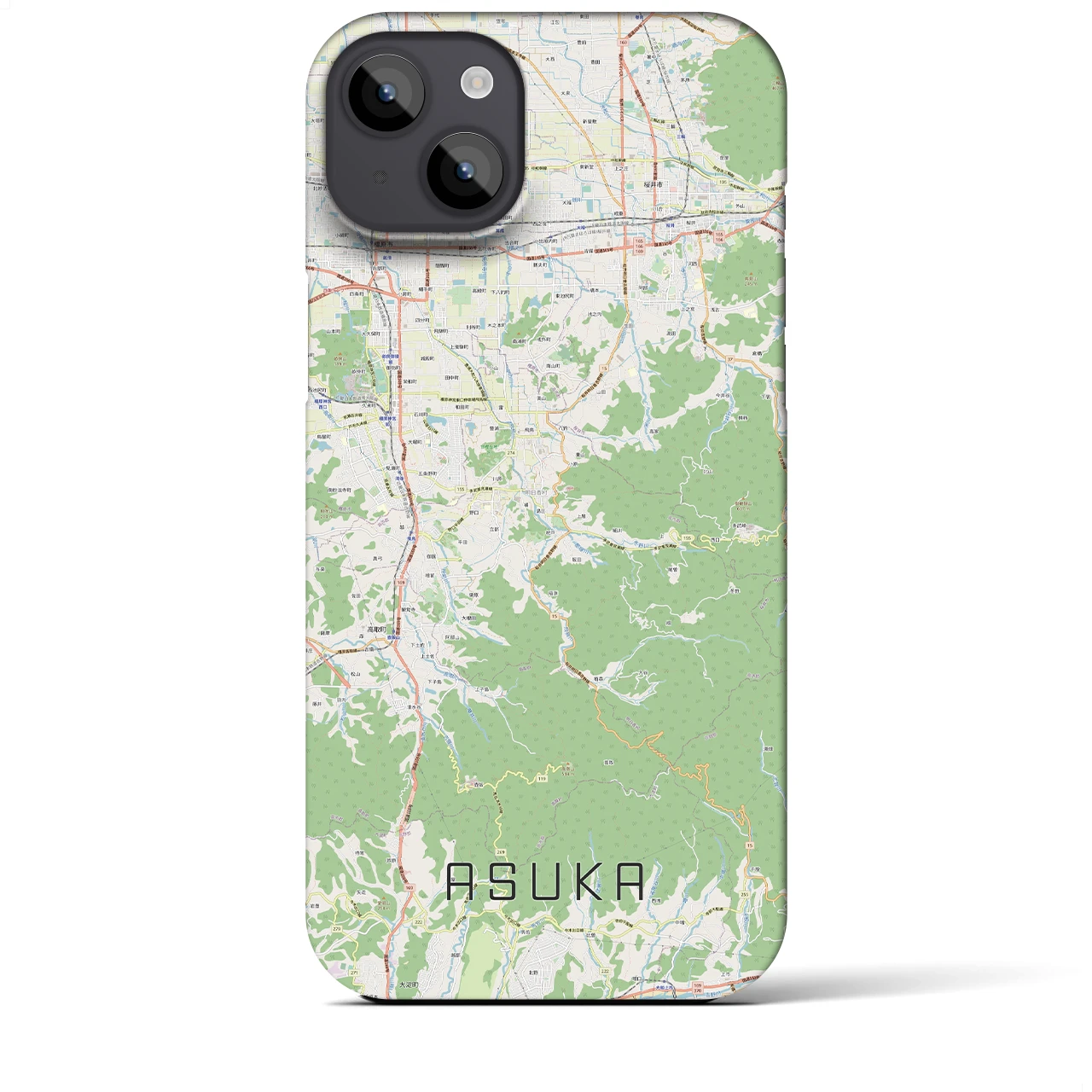 【明日香】地図柄iPhoneケース（バックカバータイプ・ナチュラル）iPhone 14 Plus 用