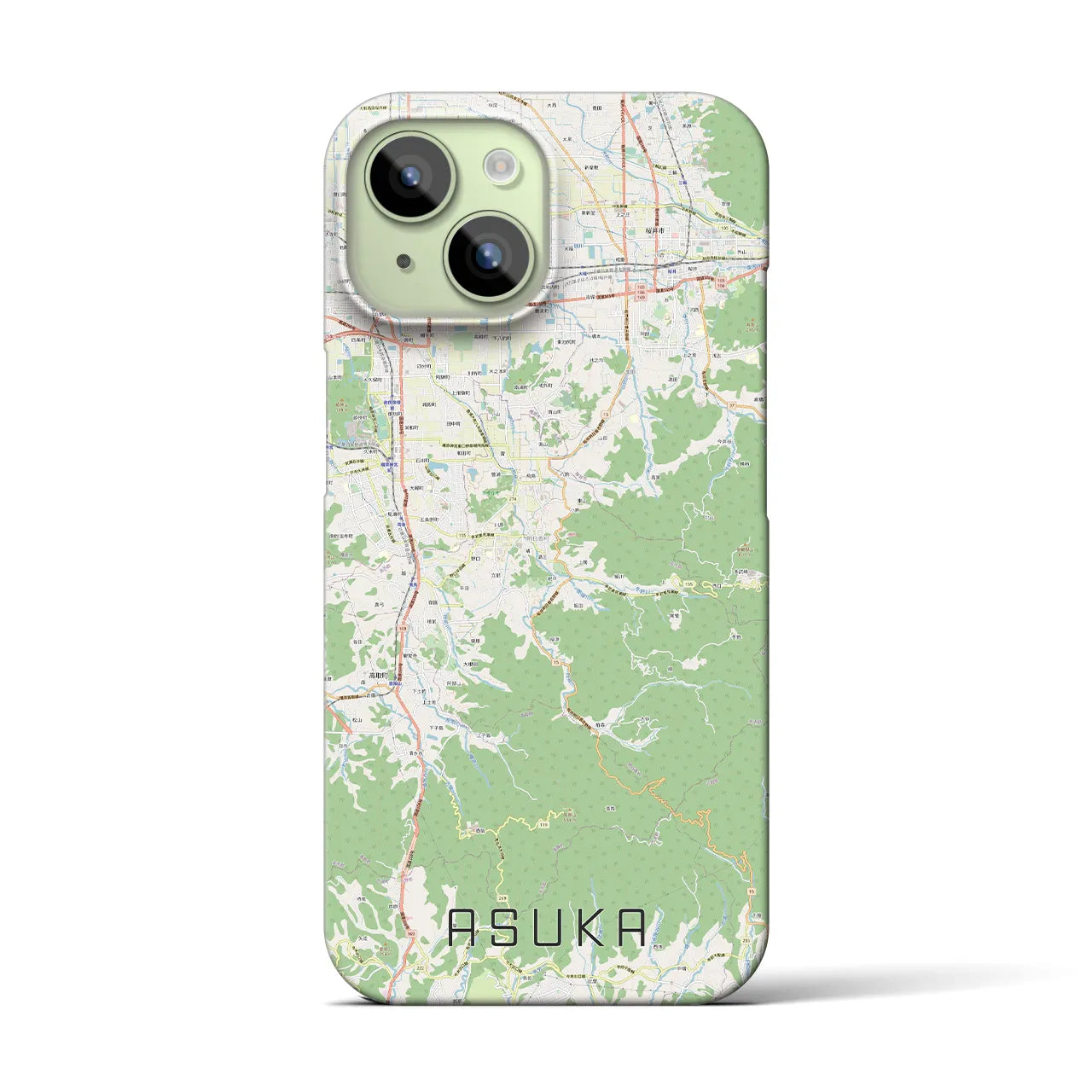 【明日香】地図柄iPhoneケース（バックカバータイプ・ナチュラル）iPhone 15 用