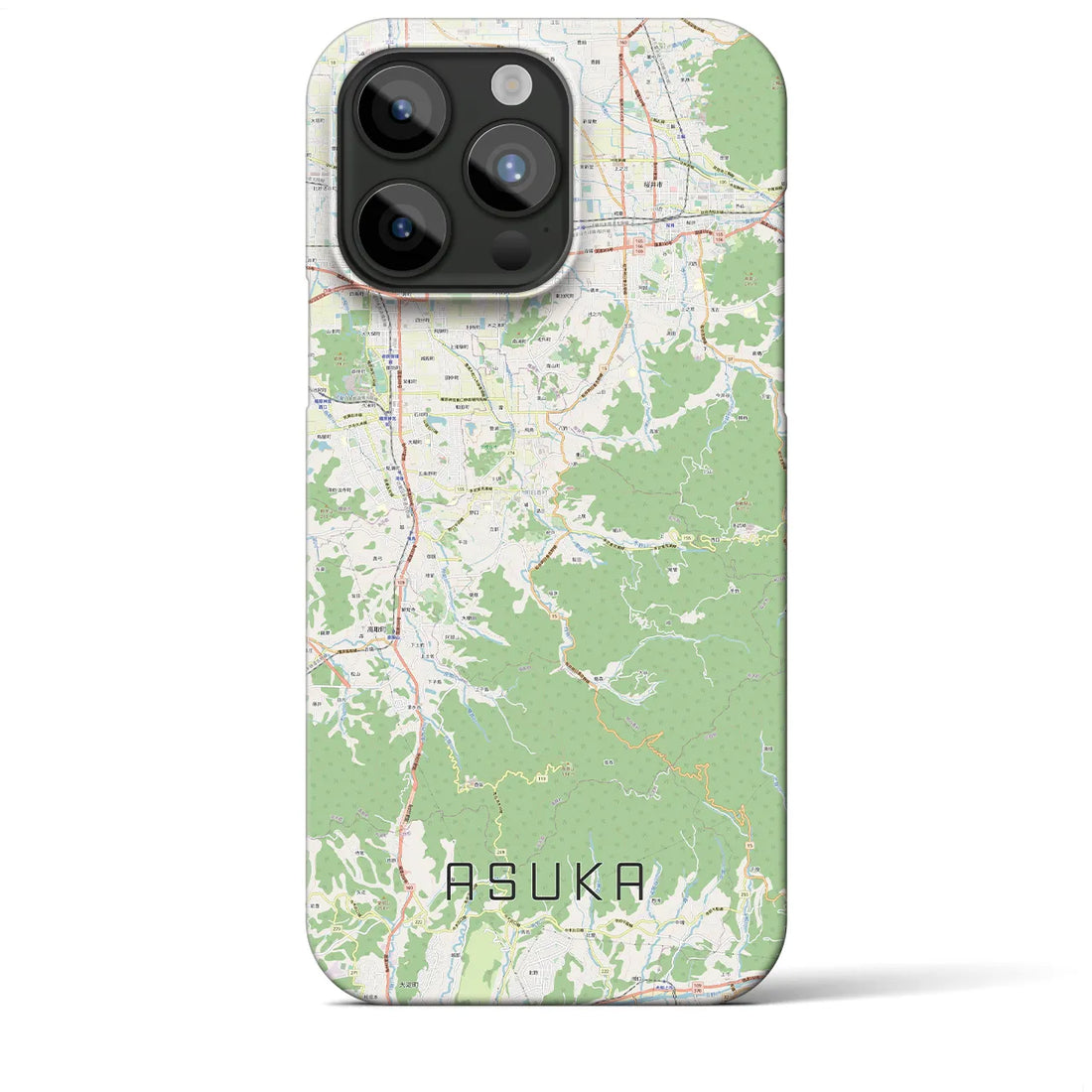 【明日香】地図柄iPhoneケース（バックカバータイプ・ナチュラル）iPhone 15 Pro Max 用