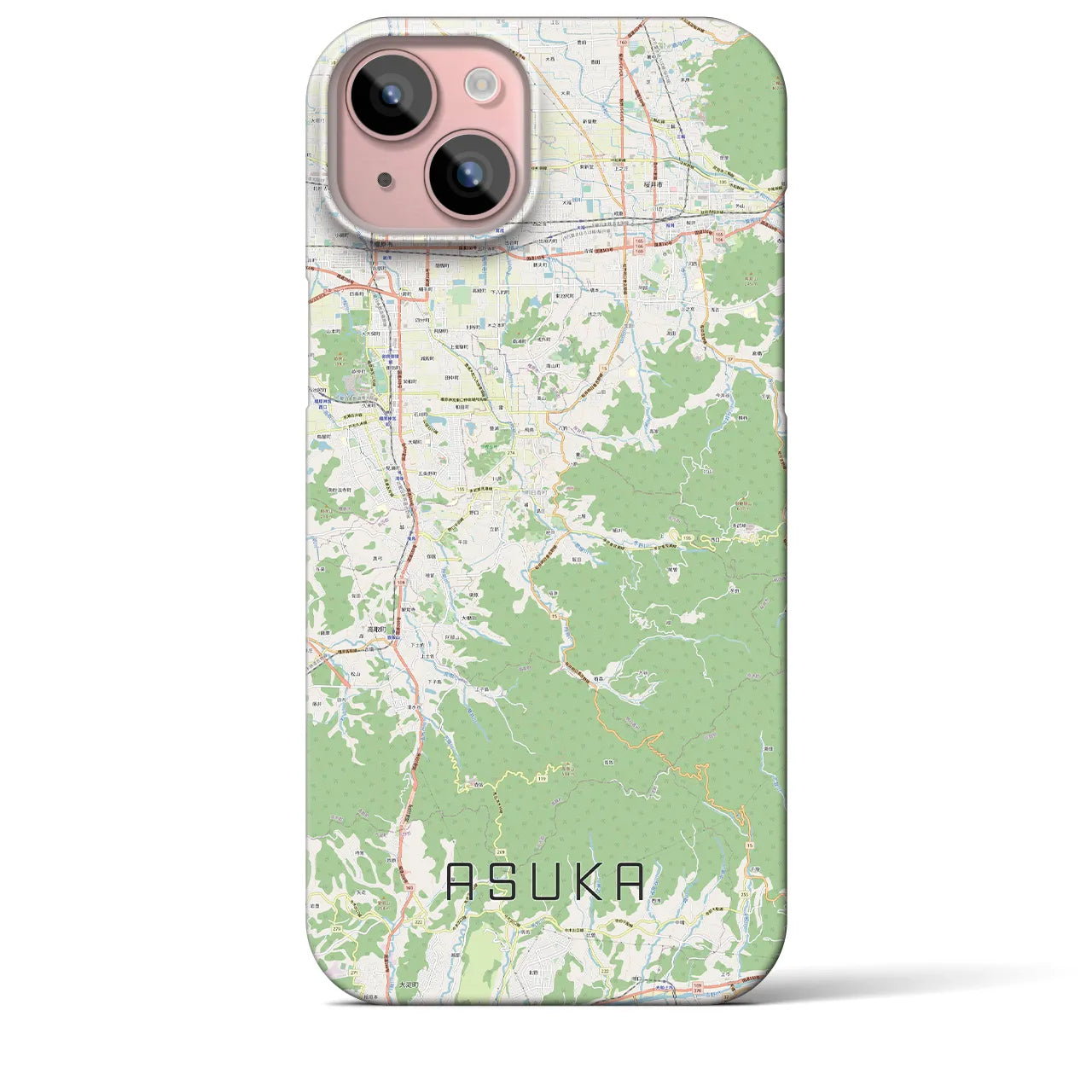 【明日香】地図柄iPhoneケース（バックカバータイプ・ナチュラル）iPhone 15 Plus 用
