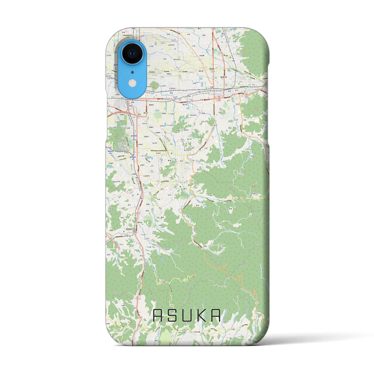 【明日香】地図柄iPhoneケース（バックカバータイプ・ナチュラル）iPhone XR 用