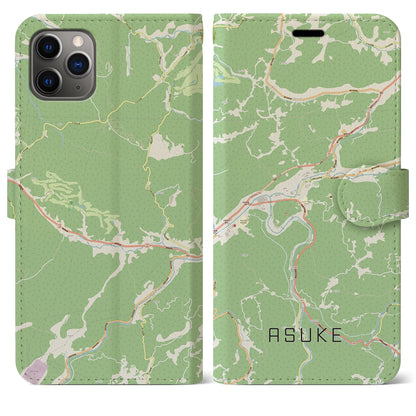 【足助（愛知県）】地図柄iPhoneケース（手帳タイプ）ナチュラル・iPhone 11 Pro Max 用