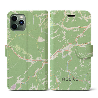 【足助（愛知県）】地図柄iPhoneケース（手帳タイプ）ナチュラル・iPhone 11 Pro 用