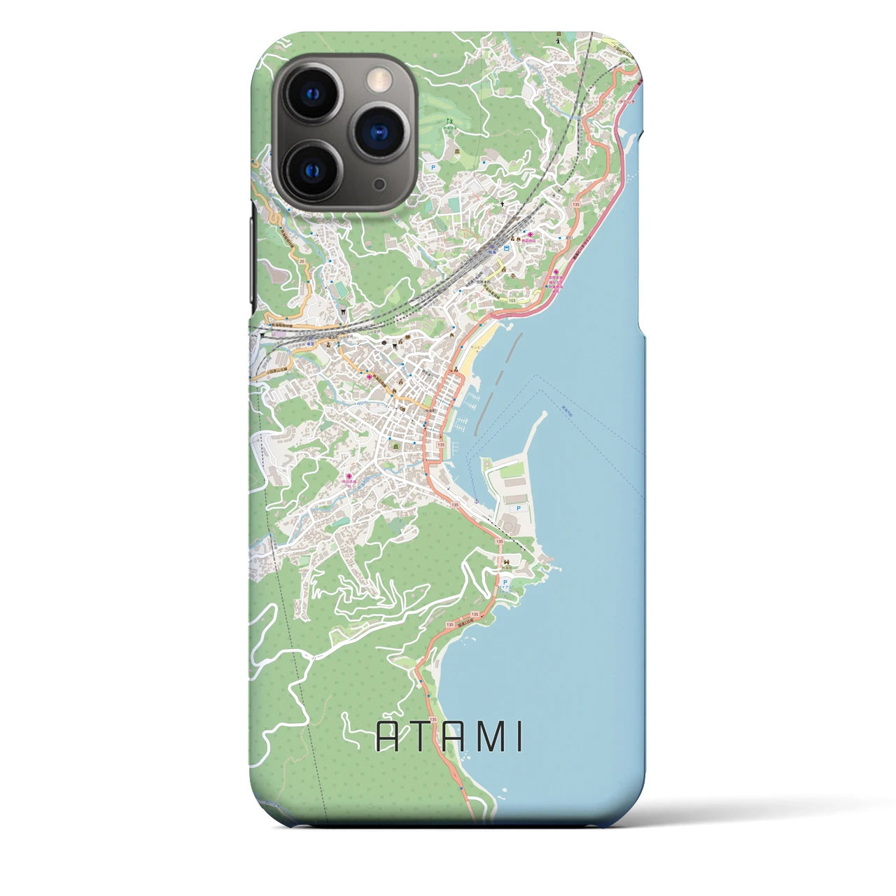 【熱海】地図柄iPhoneケース（バックカバータイプ・ナチュラル）iPhone 11 Pro Max 用