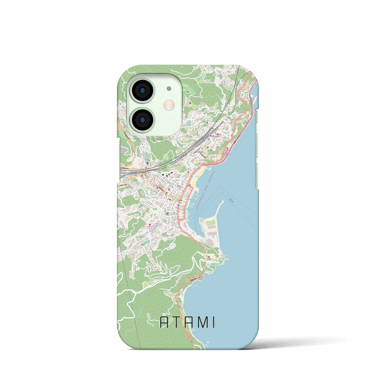 【熱海】地図柄iPhoneケース（バックカバータイプ・ナチュラル）iPhone 12 mini 用