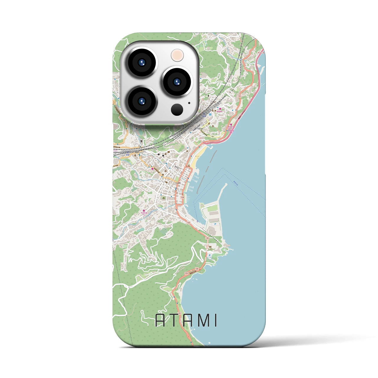 【熱海】地図柄iPhoneケース（バックカバータイプ・ナチュラル）iPhone 13 Pro 用