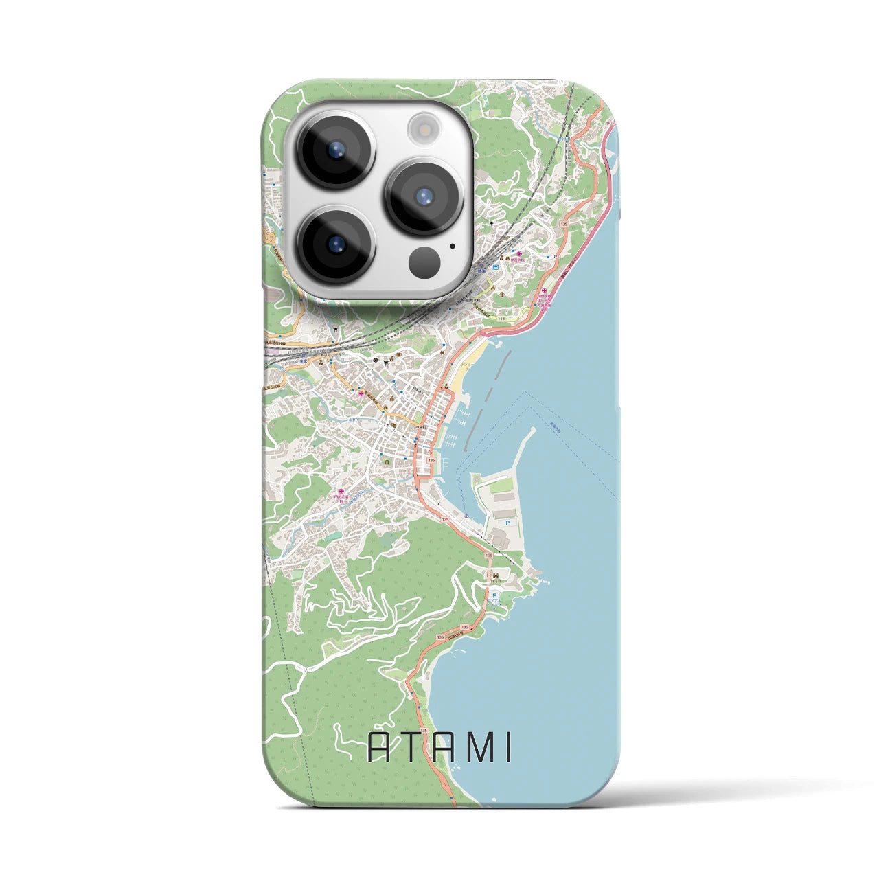 【熱海】地図柄iPhoneケース（バックカバータイプ・ナチュラル）iPhone 14 Pro 用