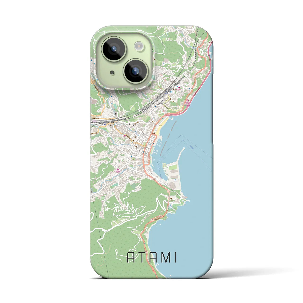 【熱海】地図柄iPhoneケース（バックカバータイプ・ナチュラル）iPhone 15 用