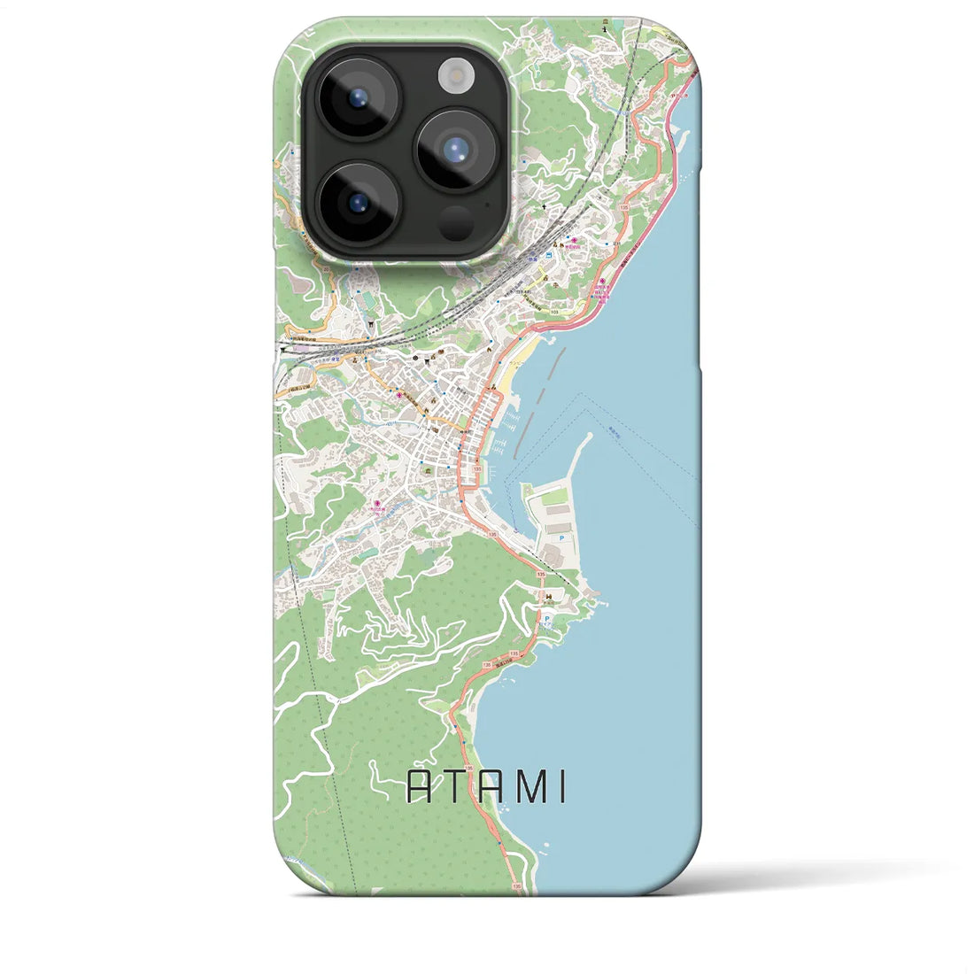【熱海】地図柄iPhoneケース（バックカバータイプ・ナチュラル）iPhone 15 Pro Max 用