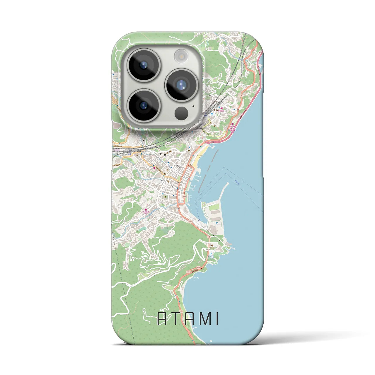 【熱海】地図柄iPhoneケース（バックカバータイプ・ナチュラル）iPhone 15 Pro 用