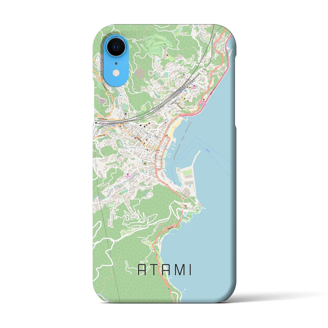 【熱海】地図柄iPhoneケース（バックカバータイプ・ナチュラル）iPhone XR 用