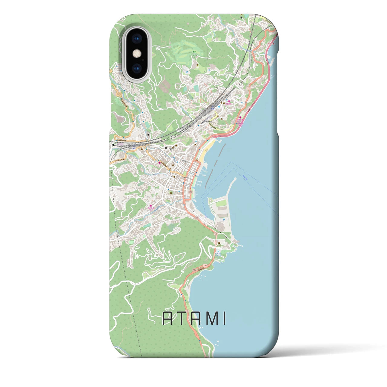 【熱海】地図柄iPhoneケース（バックカバータイプ・ナチュラル）iPhone XS Max 用