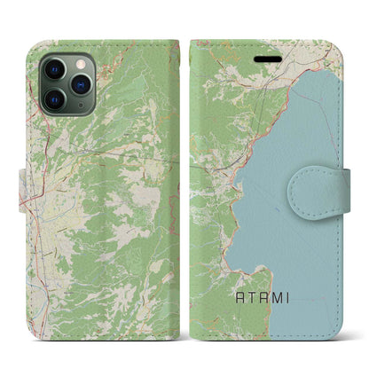 【熱海（静岡県）】地図柄iPhoneケース（手帳タイプ）ナチュラル・iPhone 11 Pro 用