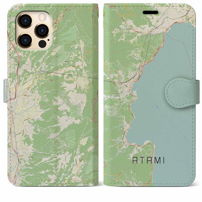 【熱海（静岡県）】地図柄iPhoneケース（手帳タイプ）ナチュラル・iPhone 12 Pro Max 用